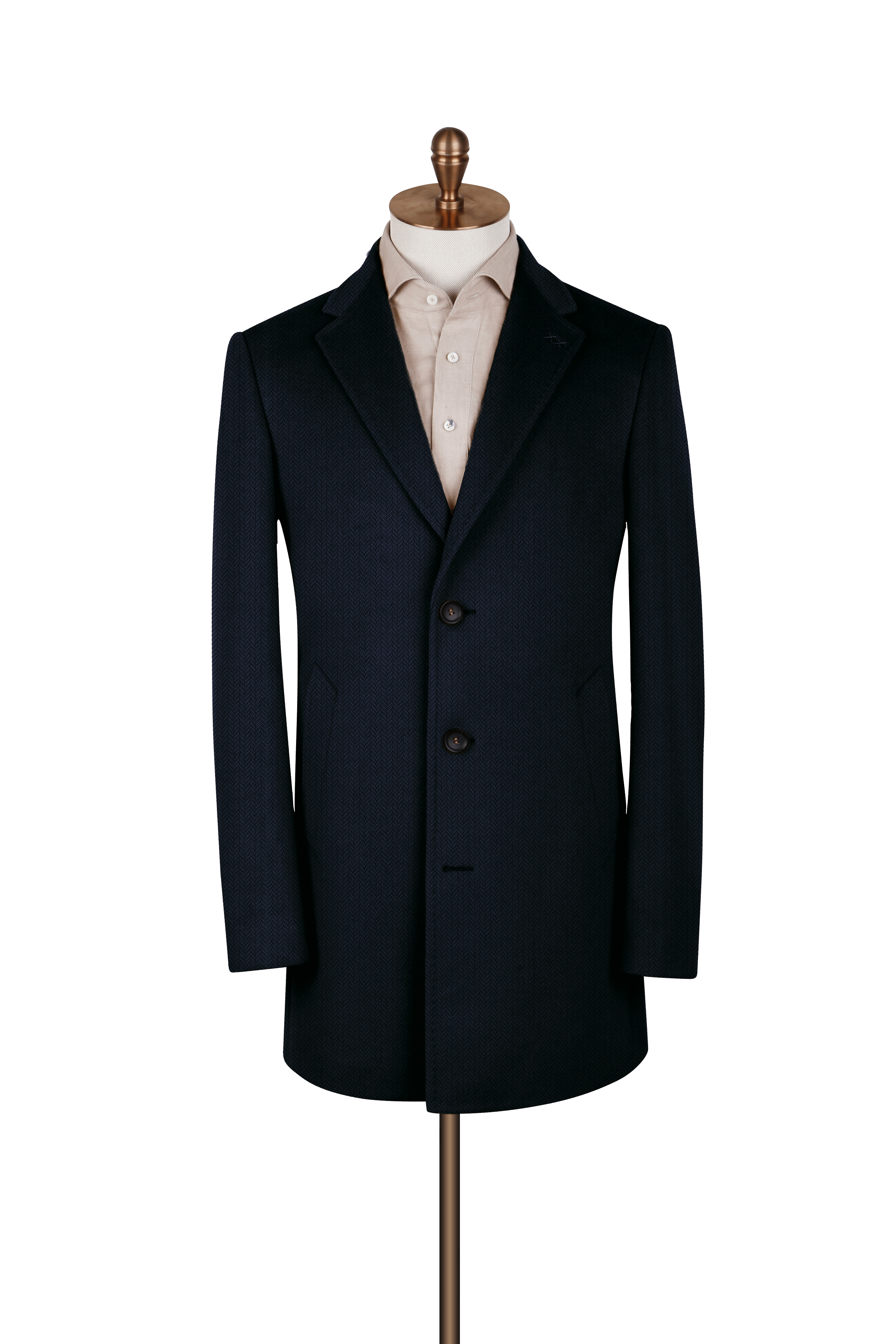 Loro Piana Navy Herringbone Storm System® Short Coat by Knot Standard