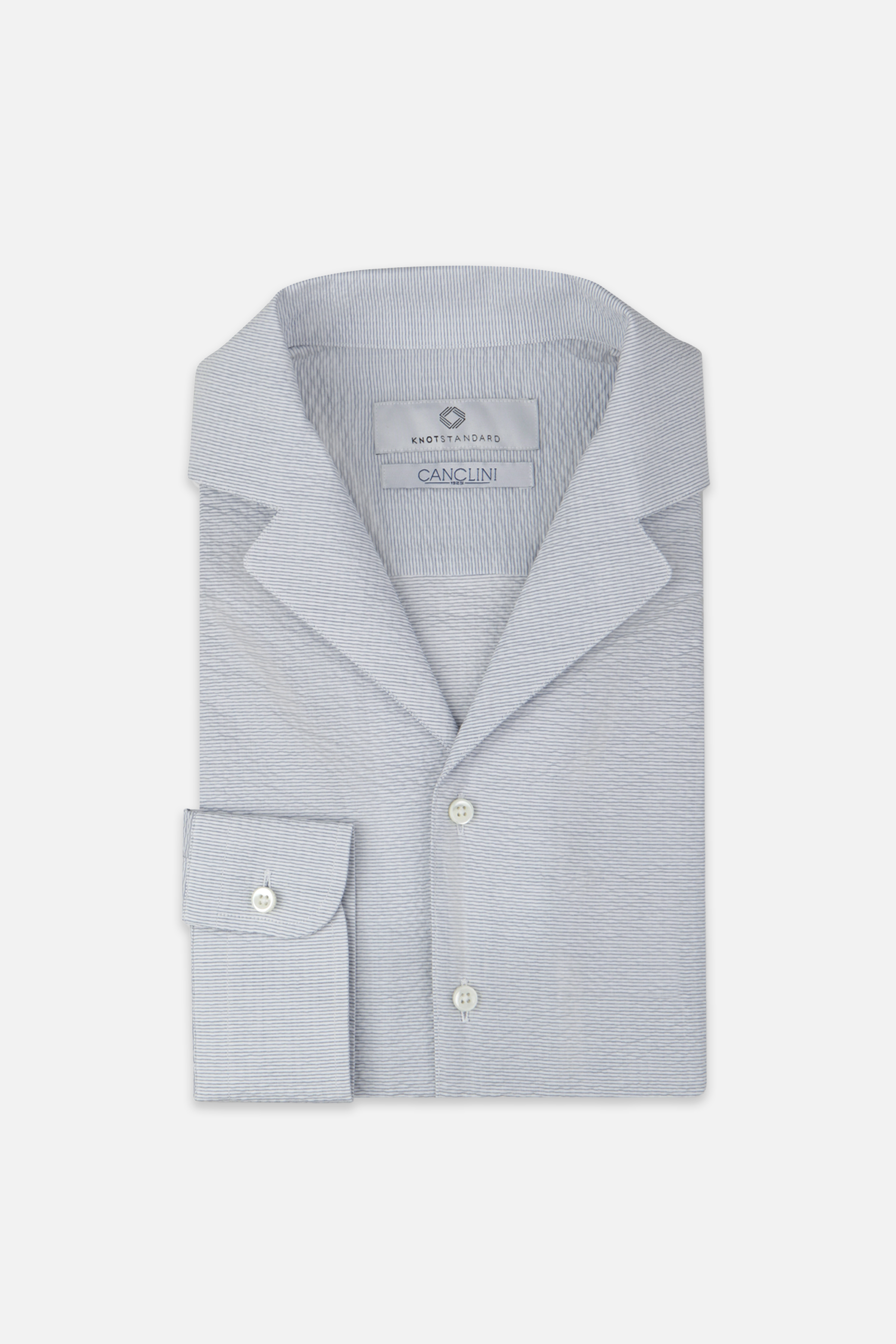 Canclini Seersucker Horizontal Striped Shirt by Knot Standard