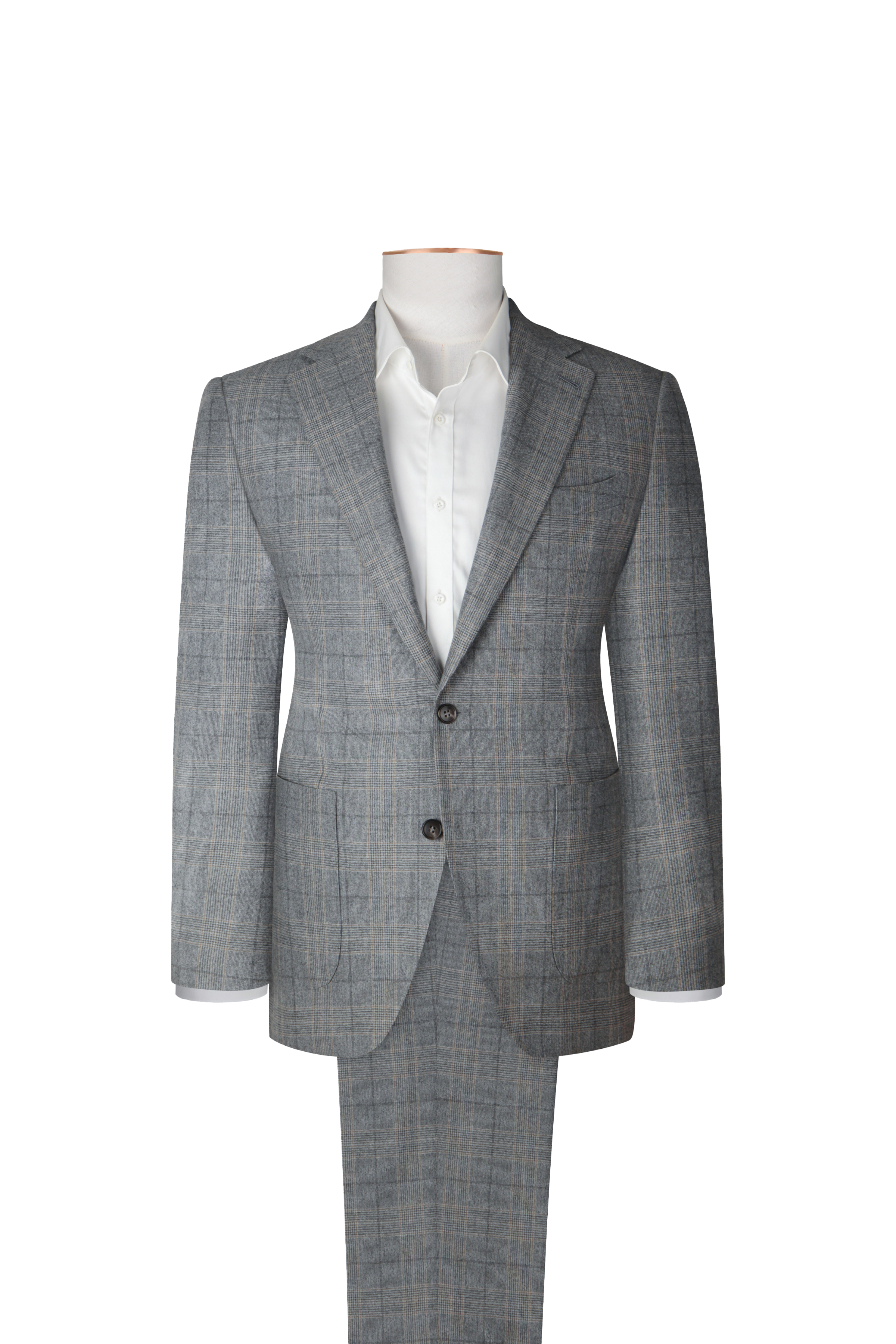 Loro Piana Grey & Neutral Plaid Suit by Knot Standard