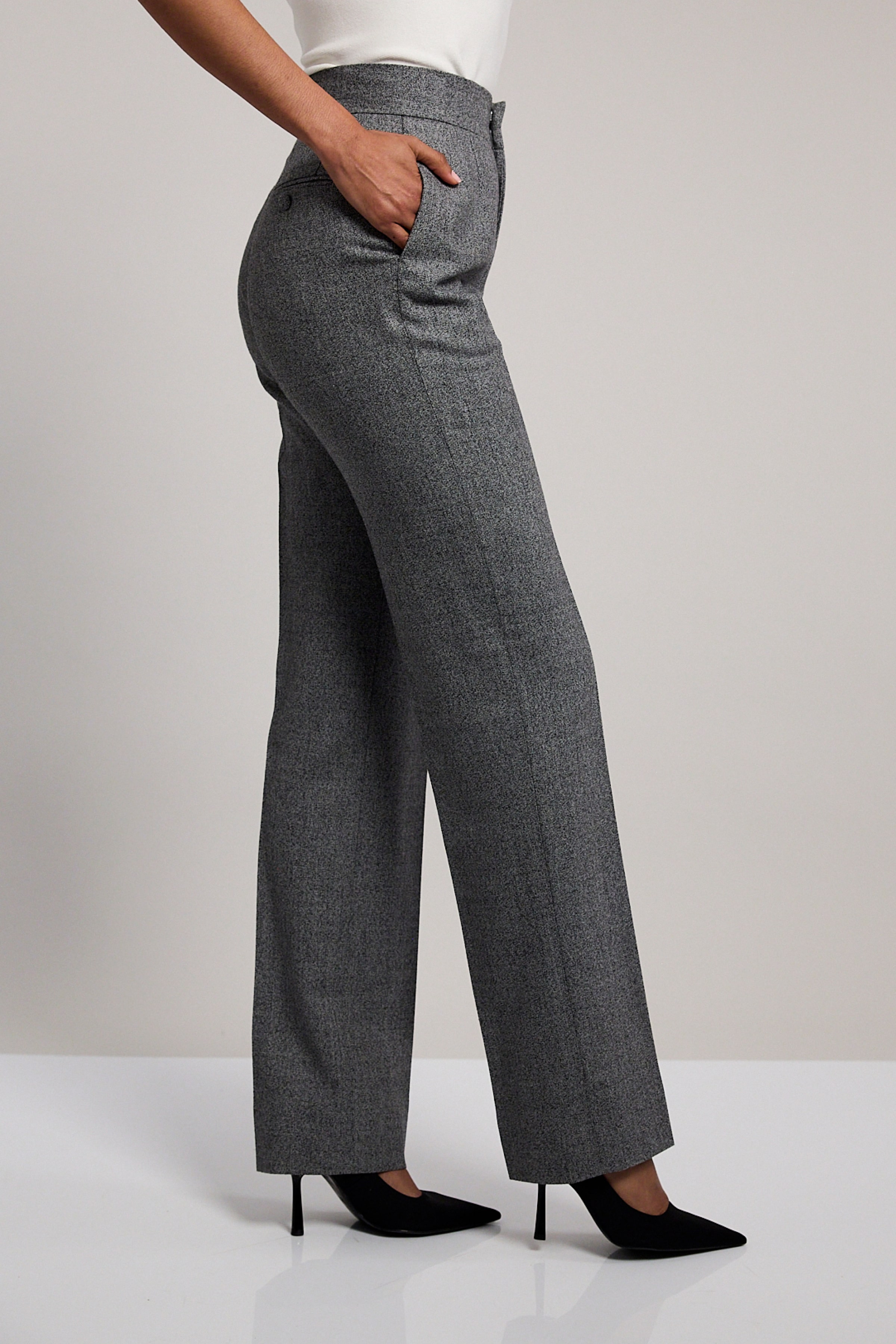 Kerry Knoll Dark Grey Textured Straight Leg Pant by Knot Standard